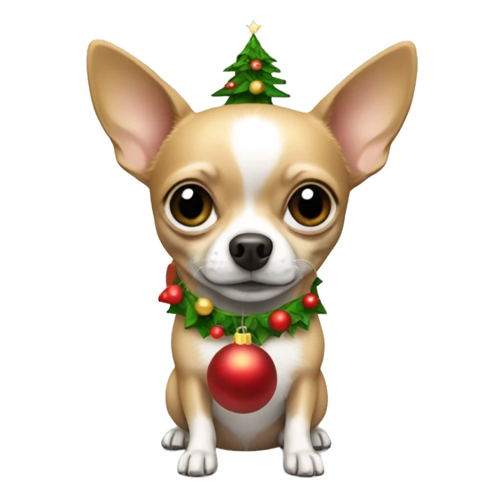 Chihuahua holding Christmas tree sticker