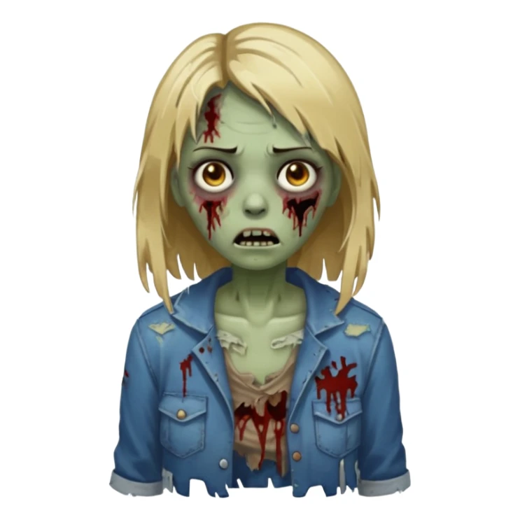 Create a zombie girl with dark hair and medium blonde highlights.  sticker