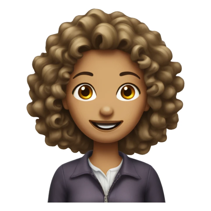 Curley hair woman with 1 missing tooth  sticker