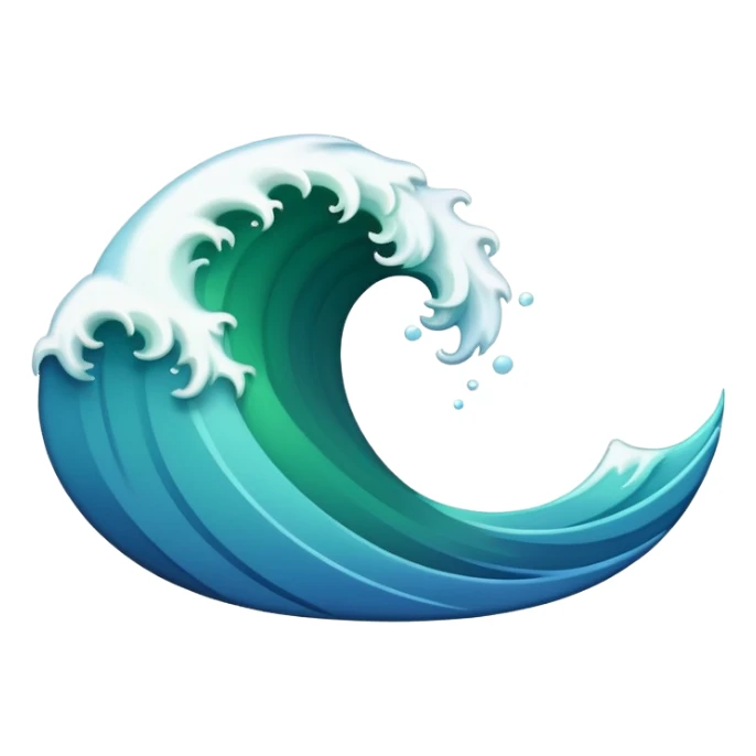 stylized wave emoji, mostly blue, some green accents sticker