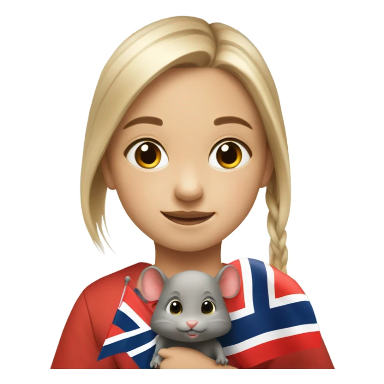 Little 8 years old girl with a rat and a Norwegian flag sticker