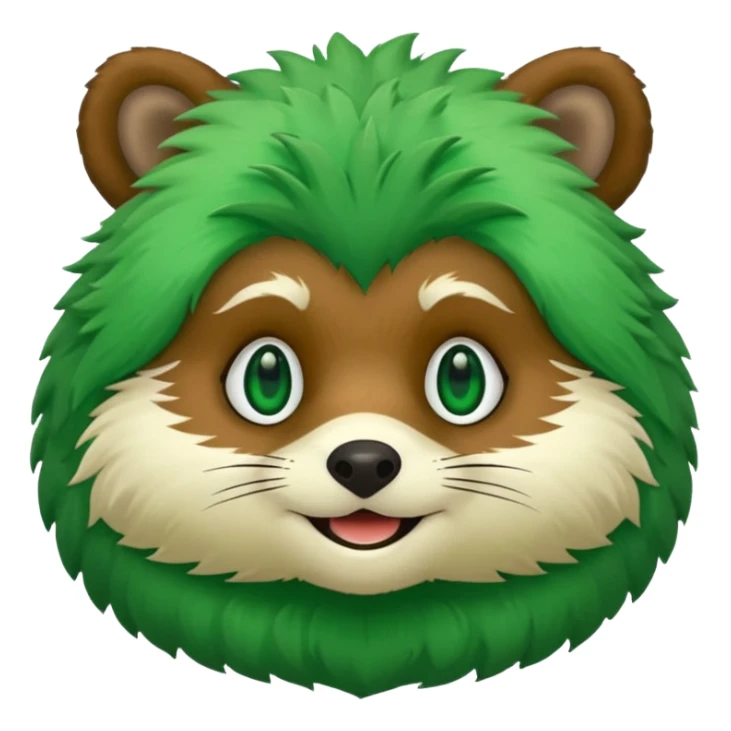 Green tanuki, all green body, only green tone colors sticker