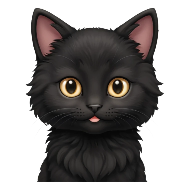 A photo-realistic digital illustration of a cute black kitten sticker