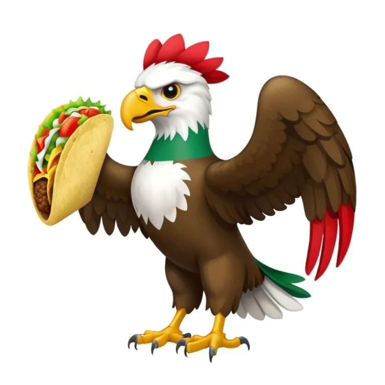 Mexican flag with eagle holding a taco instead of a snake sticker
