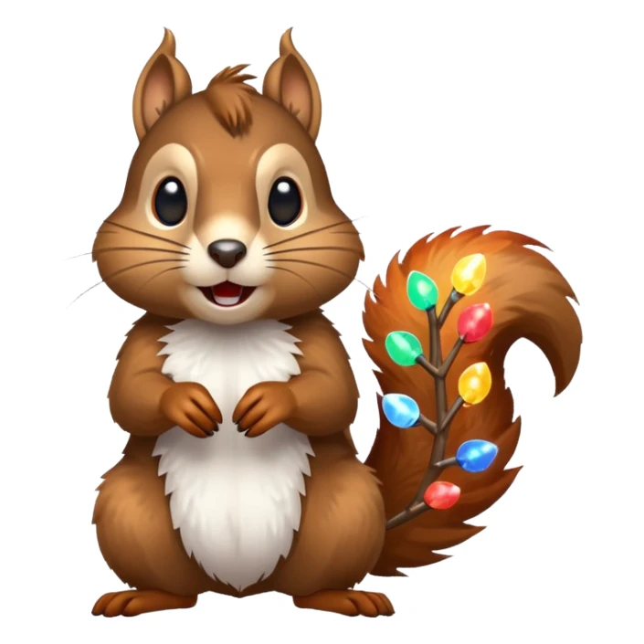 deranged squirrel covered in Christmas lights with snow on his face sticker