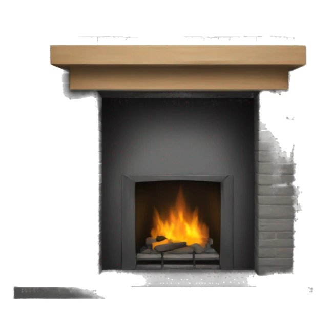 Fireplace with grey brick and wood sticker