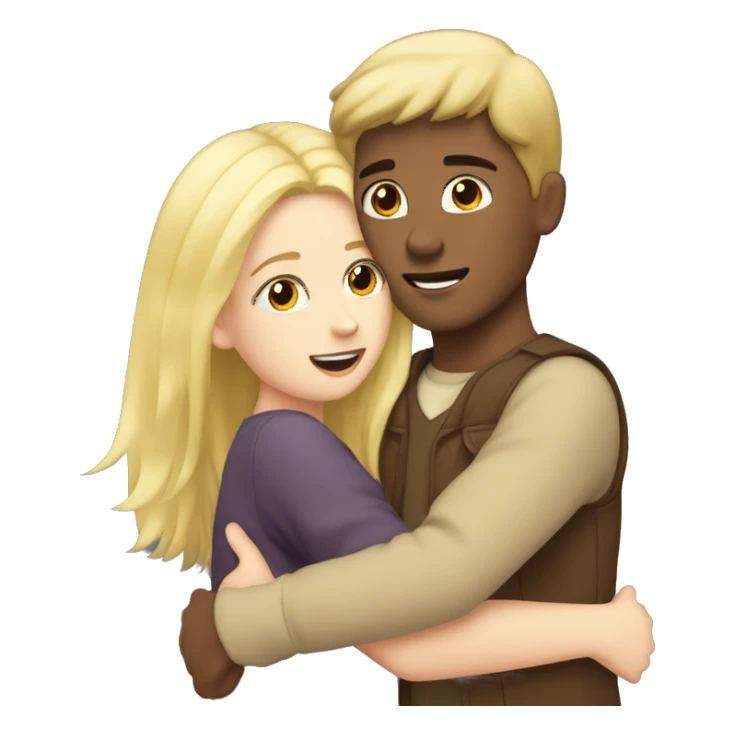 Brown hair boy hug a blonde hair girl sticker