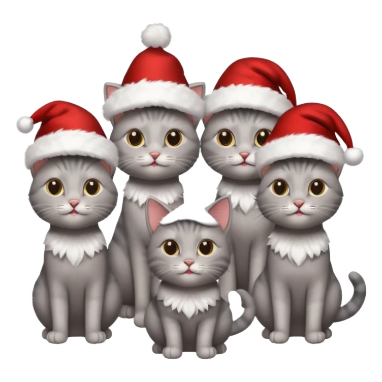 grey cats with Christmas hats sticker