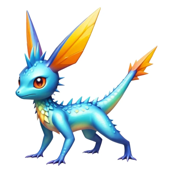 Colorful Shiny Exotic Victini-Salandit-Aurorus-Fakémon-hybrid-creature (full body)  sticker