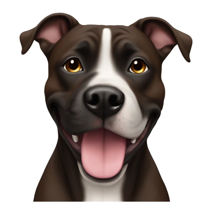 Happy 6 year old dark brown staffy with black nose sticker