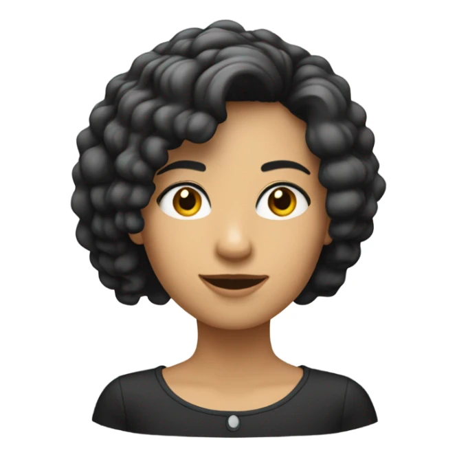 Garota branca com cabelo cacheado preto curto sticker