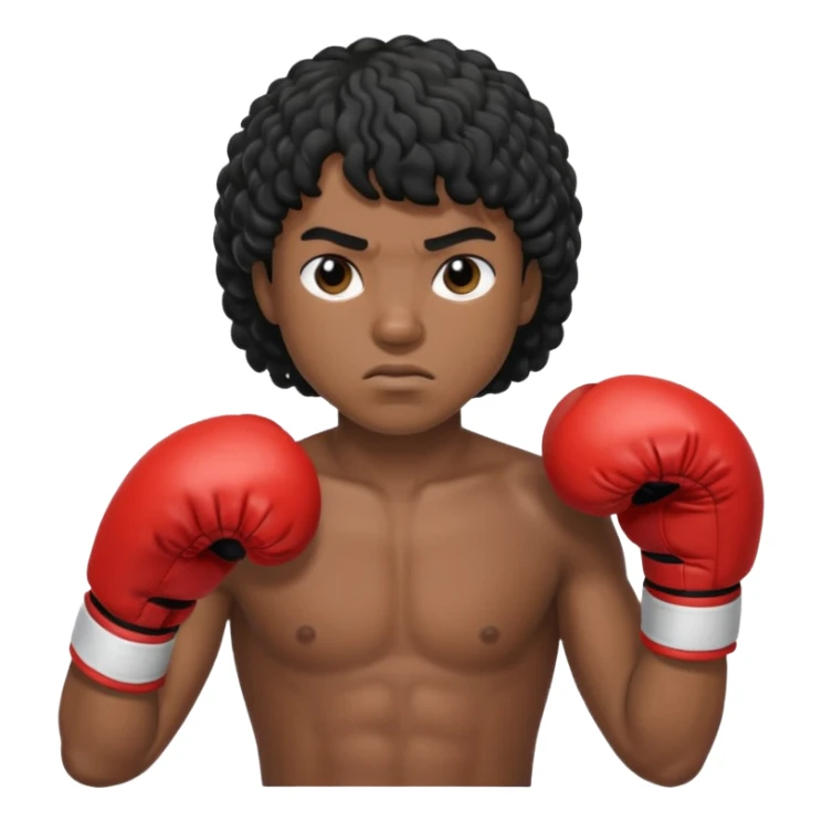 Boxer , with a curly black mullet haircut sticker