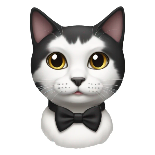 Black and white cat with black bow collar sticker