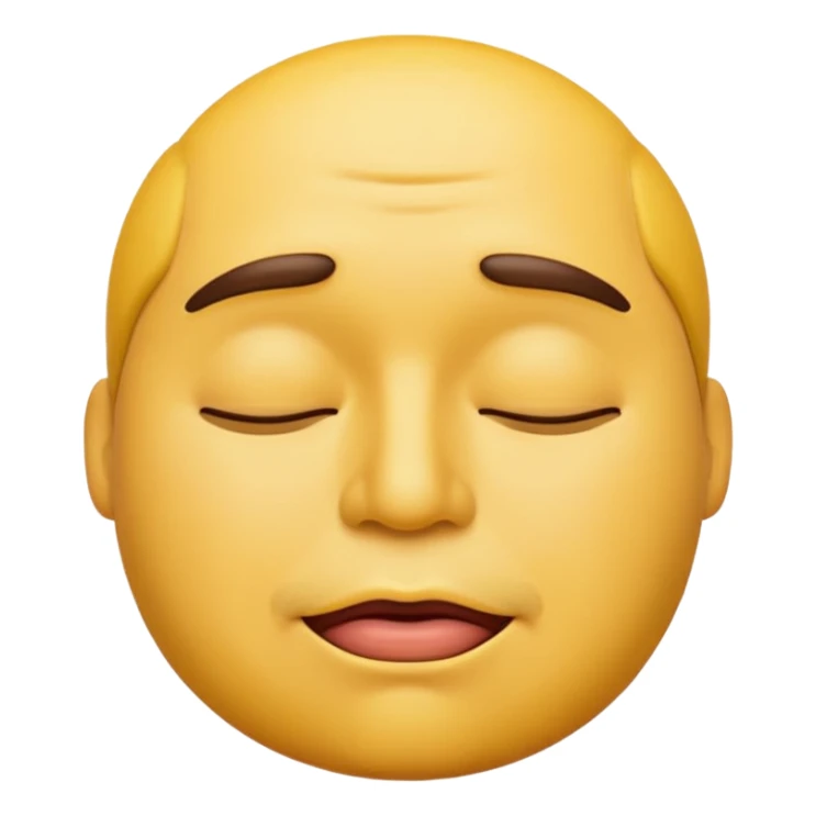 A male emoji with big fat lips with it’s eyes closed not smiling with its mouth closed and it’s yellow while making the ishowspeed face sticker