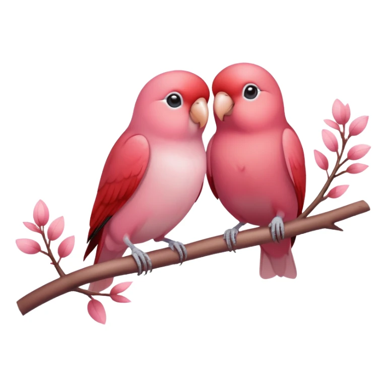 Romantic reddish-pinkish lovebirds on a pastel branch sticker
