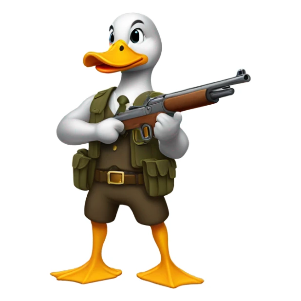 Duck has muscles with a gun sticker