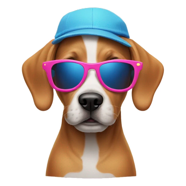 Dog whit a pink hat and blue sunglasses  sticker