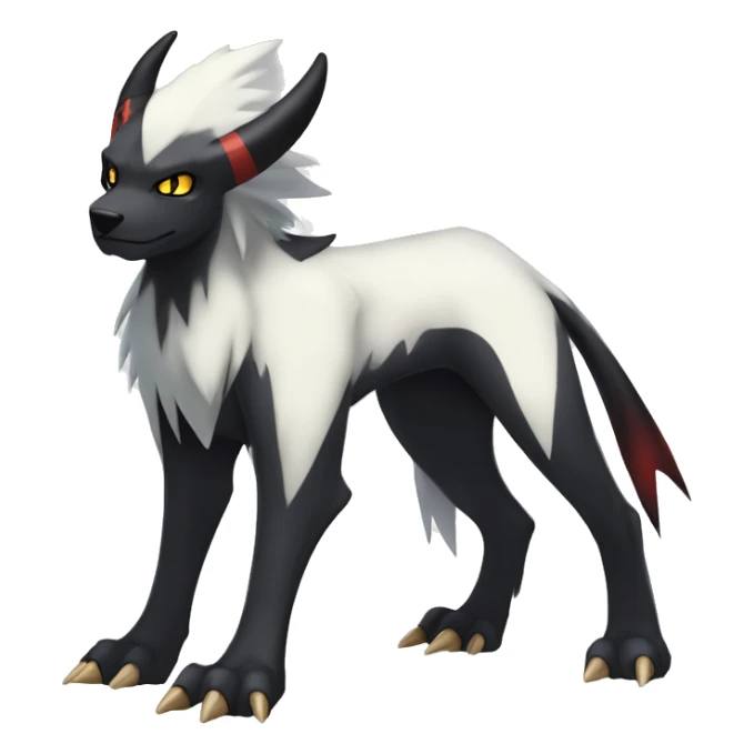 Cool Edgy Absol-Houndoom-Luxray Fakémon Digimon with Edgy markings, full body, outlined sticker