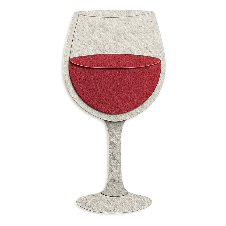a glass of red wine, paper craft style sticker