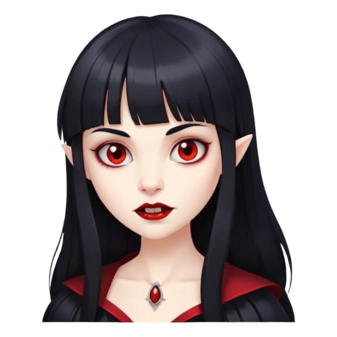Girl vampire with bangs and black hair sticker