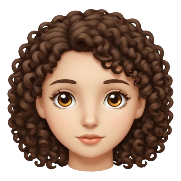 Brunette girl with curly hair and brown eyes sticker