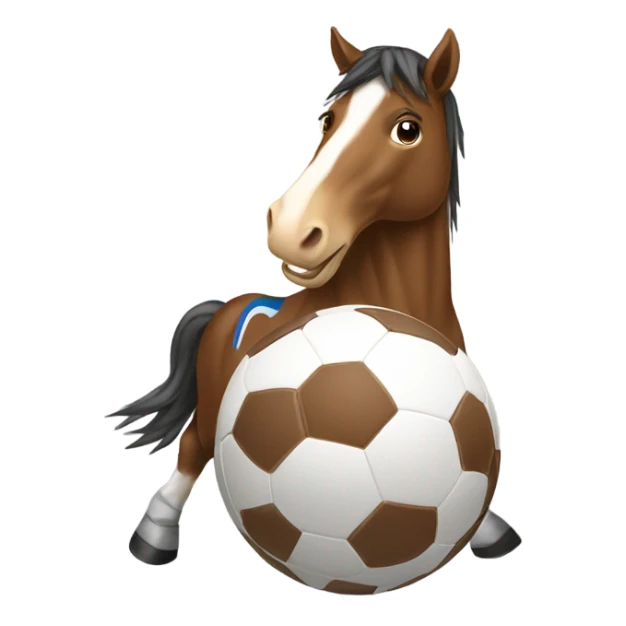 Horse with a football sticker