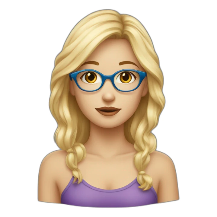 Fille cheveux blonds yeux bleu lunette sticker
