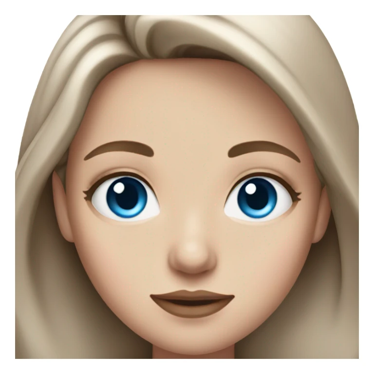 White girl with long brown hair and blue eyes and pink lips  sticker