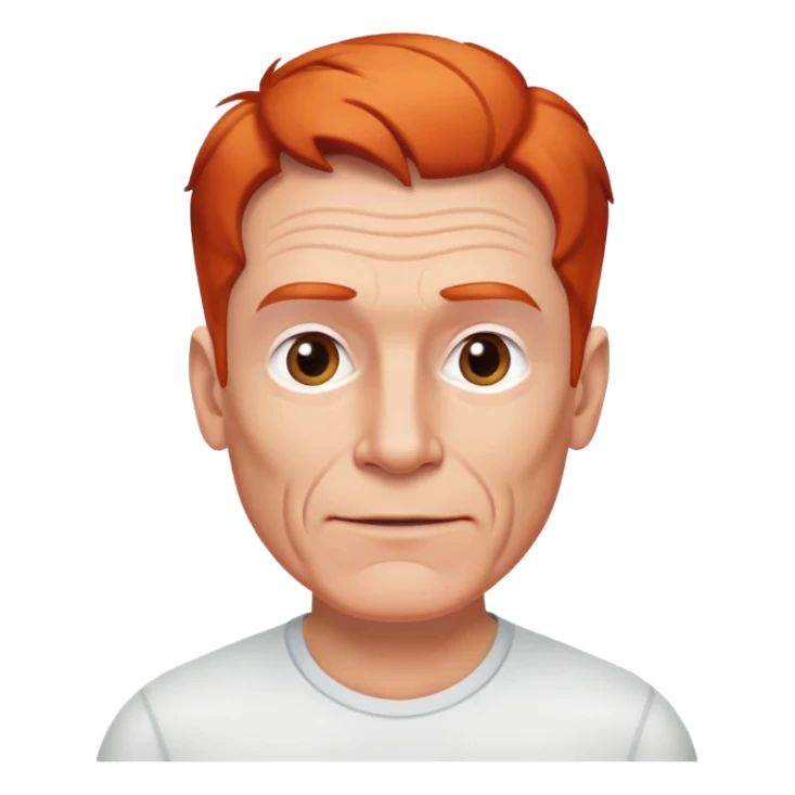 male, 60 years old, white , athletic, friendly, recceeding red ginger hair sticker