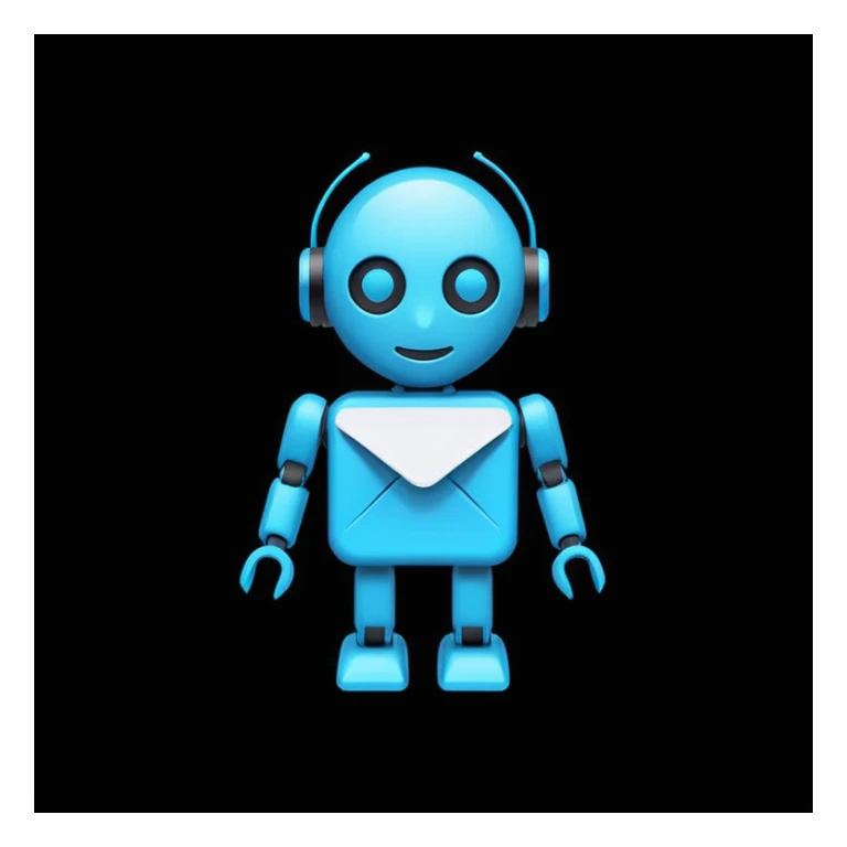 mailing bot logo, minimal style, flat icon, black background, neon blue accents, modern tech aesthetic
 sticker