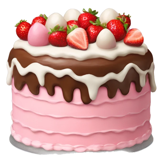Pink strawberries and cream birthday cake  sticker