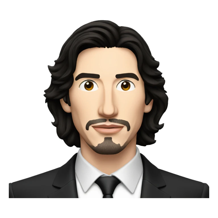 Adam Driver in black suit holding a Neuralyzer  sticker
