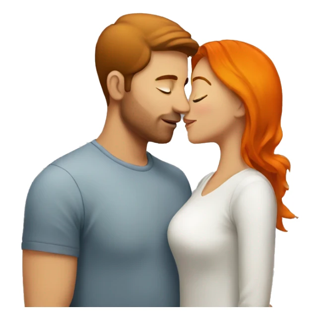 Brown haired woman kissing orange haired man sticker