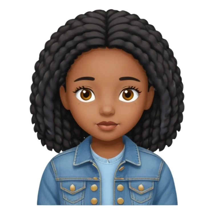black girl kid with  long cute eye lashes with jean jacket sticker