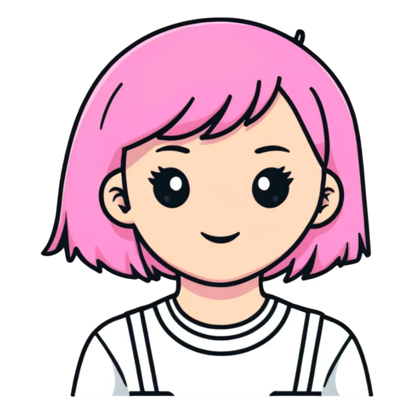 white girl with pink hair sticker