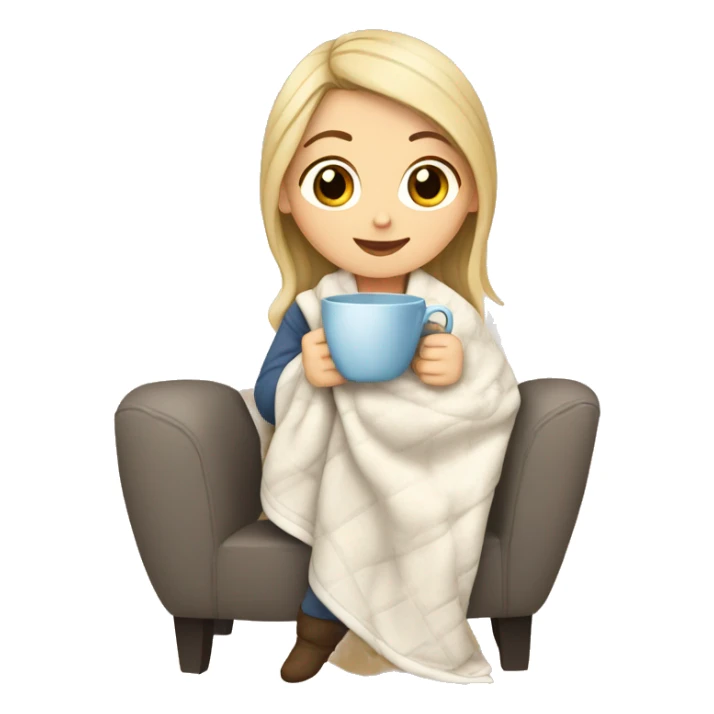 White girl with blanket and cup sticker