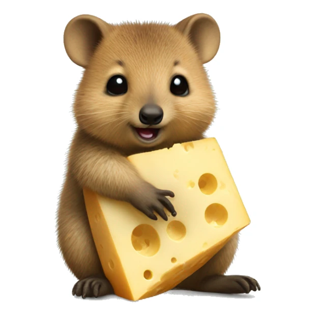 Baby quokka eating a block of cheese  sticker