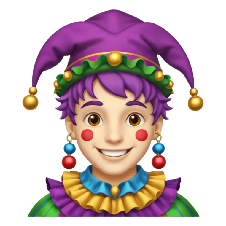 Royal Jester – Smiling trickster with colorful hat and bells sticker