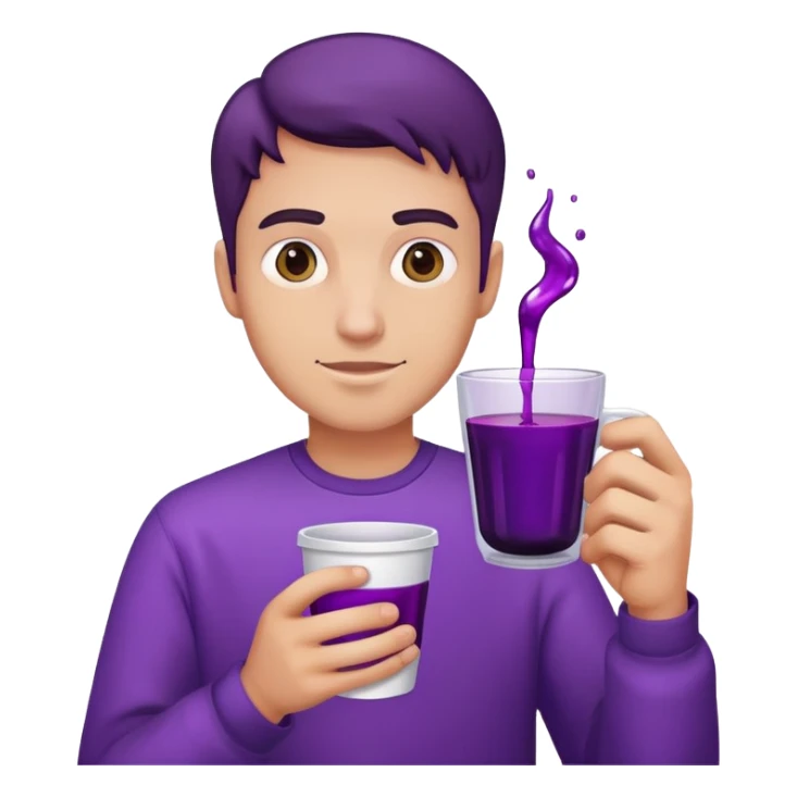 guy holding a cup in a cup with purple liquid sticker