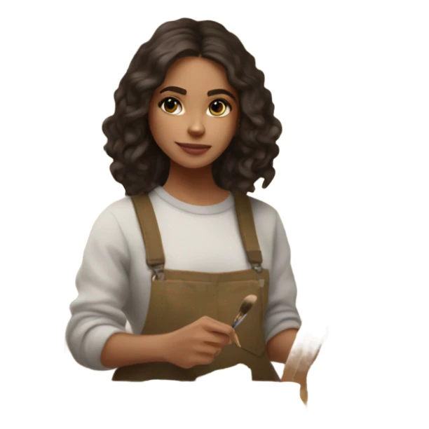 Brunette white girl painting  sticker