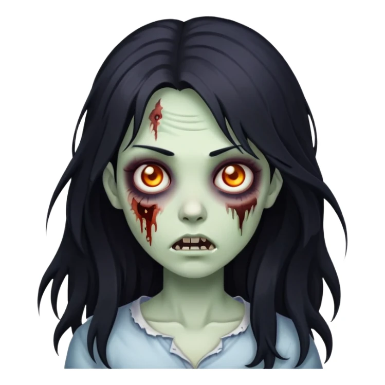 zombie girl with long layered black hair sticker