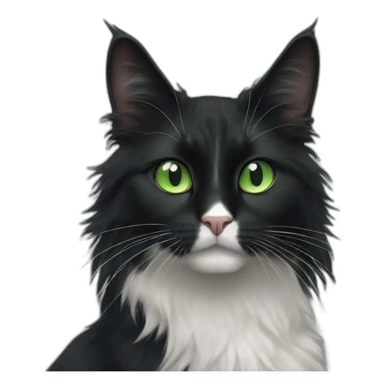 dumb looking tuxedo cat long haired green eyes sticker