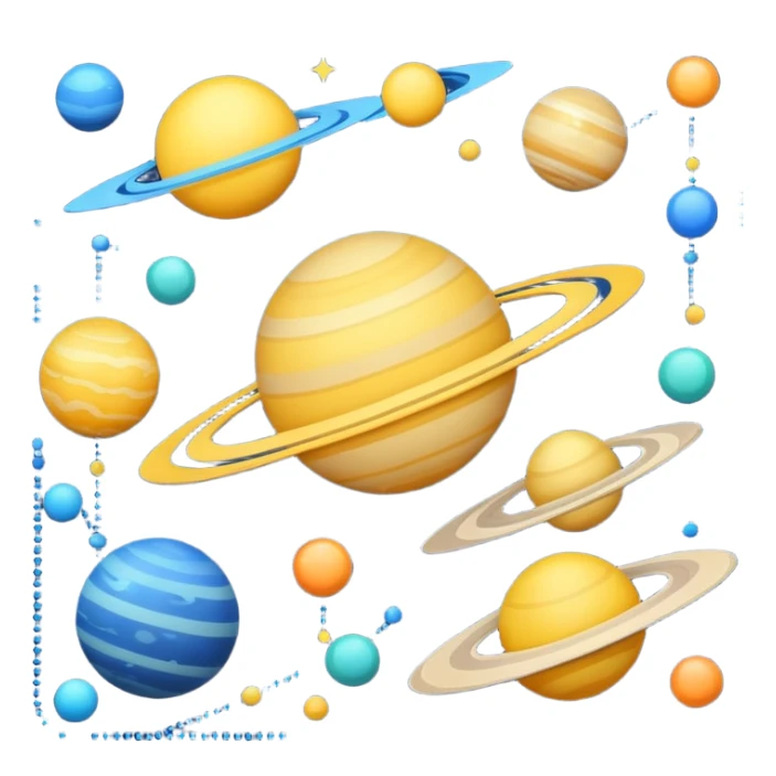 planets with dotted lines and measurement symbols between them, evoking trigonometry sticker