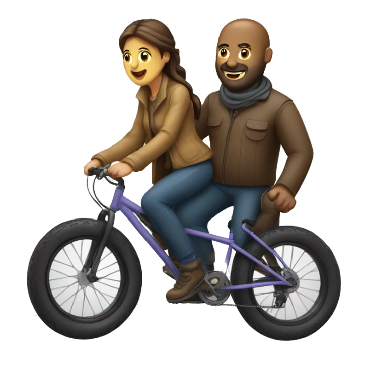 guy and woman riding on a fat bike sticker