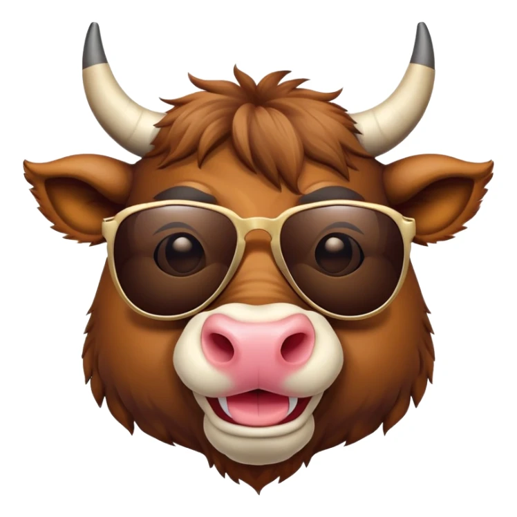 friendly anthropomorphised bull head wearing sunglasses sticker