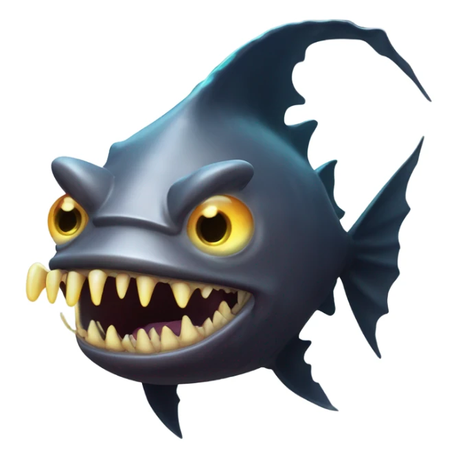 Anglerfish with a glowing lure hanging from its forehead, sharp teeth, and big eyes. sticker