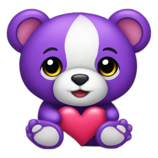 Un osito de peluche sosteniendo un corazón morado sticker