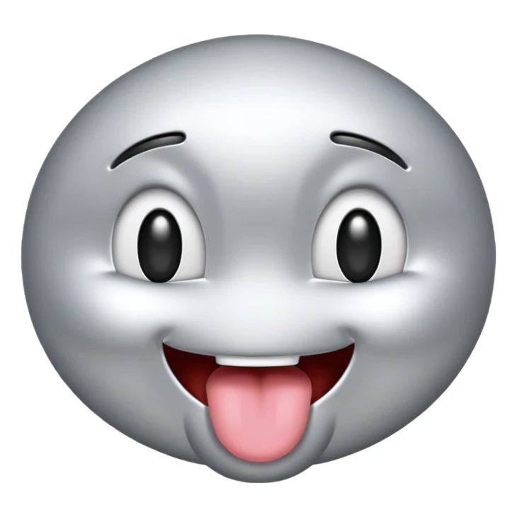 silver winking emoji with tongue out sticker