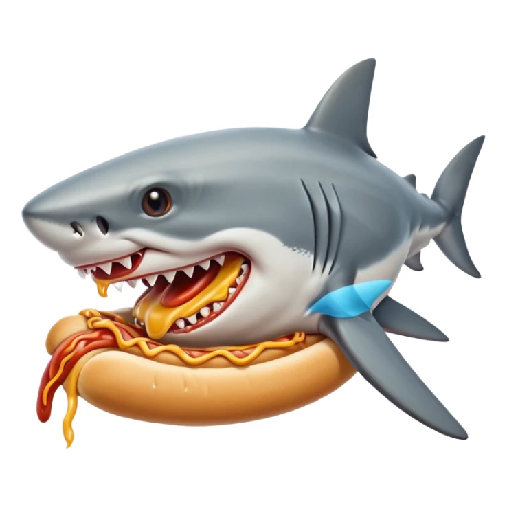 Shark eating a hotdog sticker