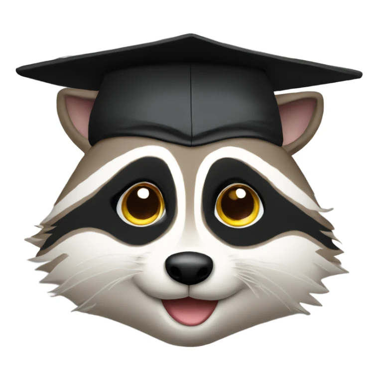 raccoon face wink eyes with graduation hat sticker